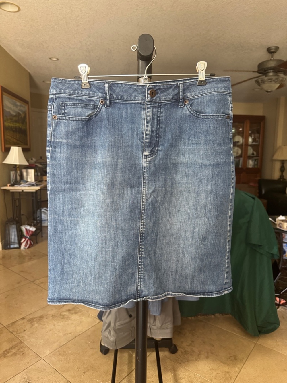 J. Jill Blue Denim Midi Skirt